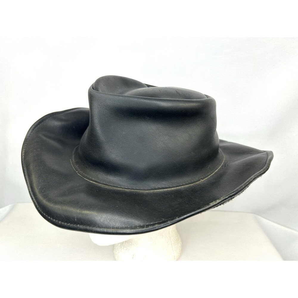Vintage North Star Leather Black Western Australian Cowboy Hat M Made In USA